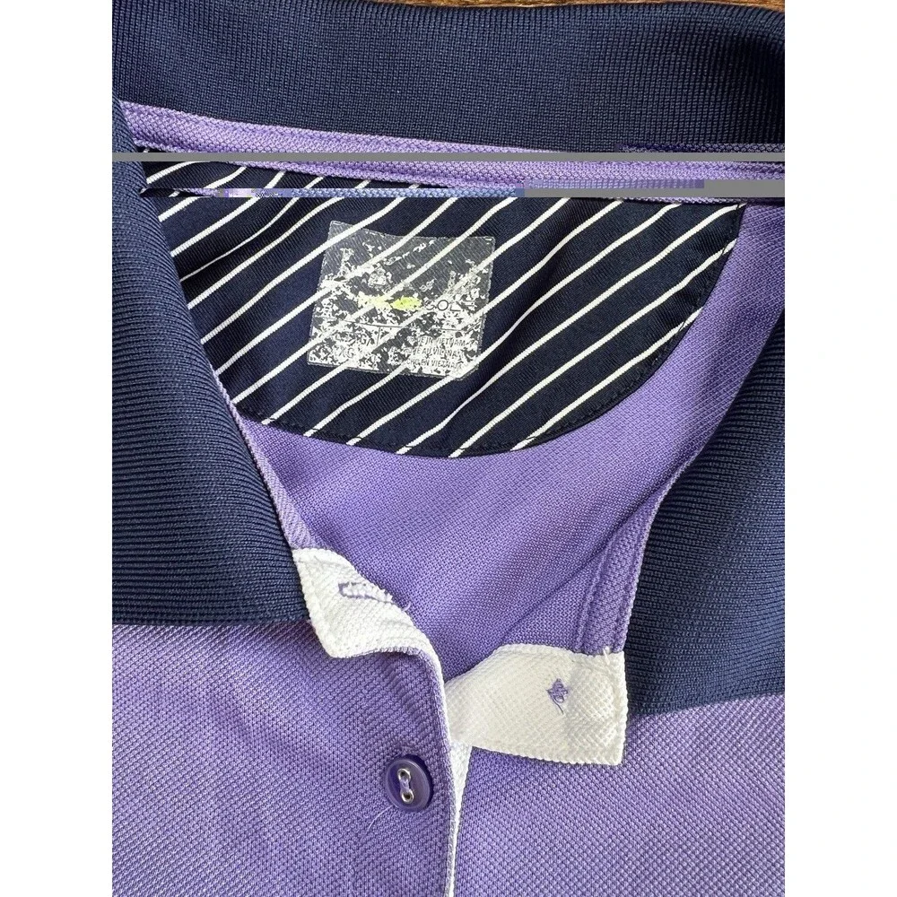 Nike Women's Purple Collared Polo Shirt Short Sleeve Button Placket Logo